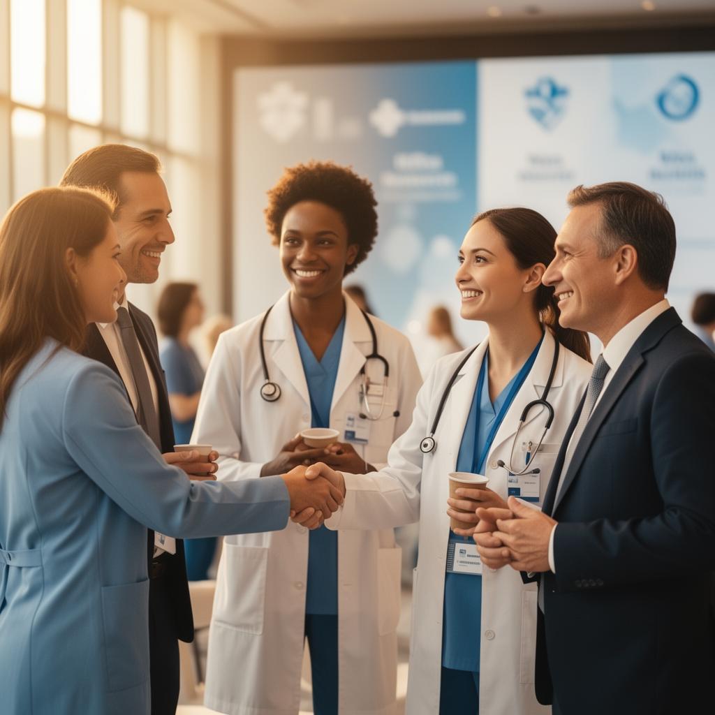 Professionals networking at a conference